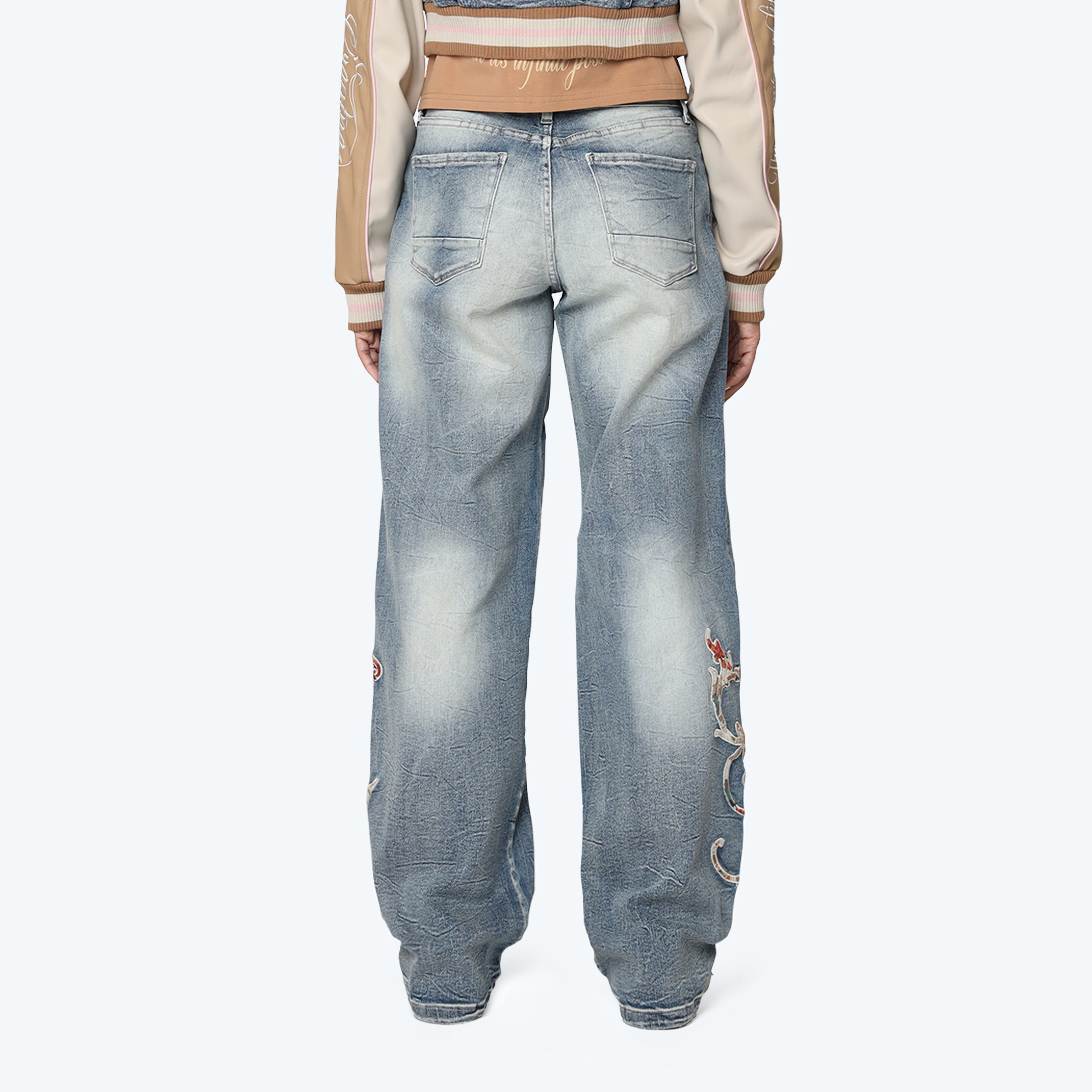 Mid Rise Wide Leg Jeans - Rhodes Blue