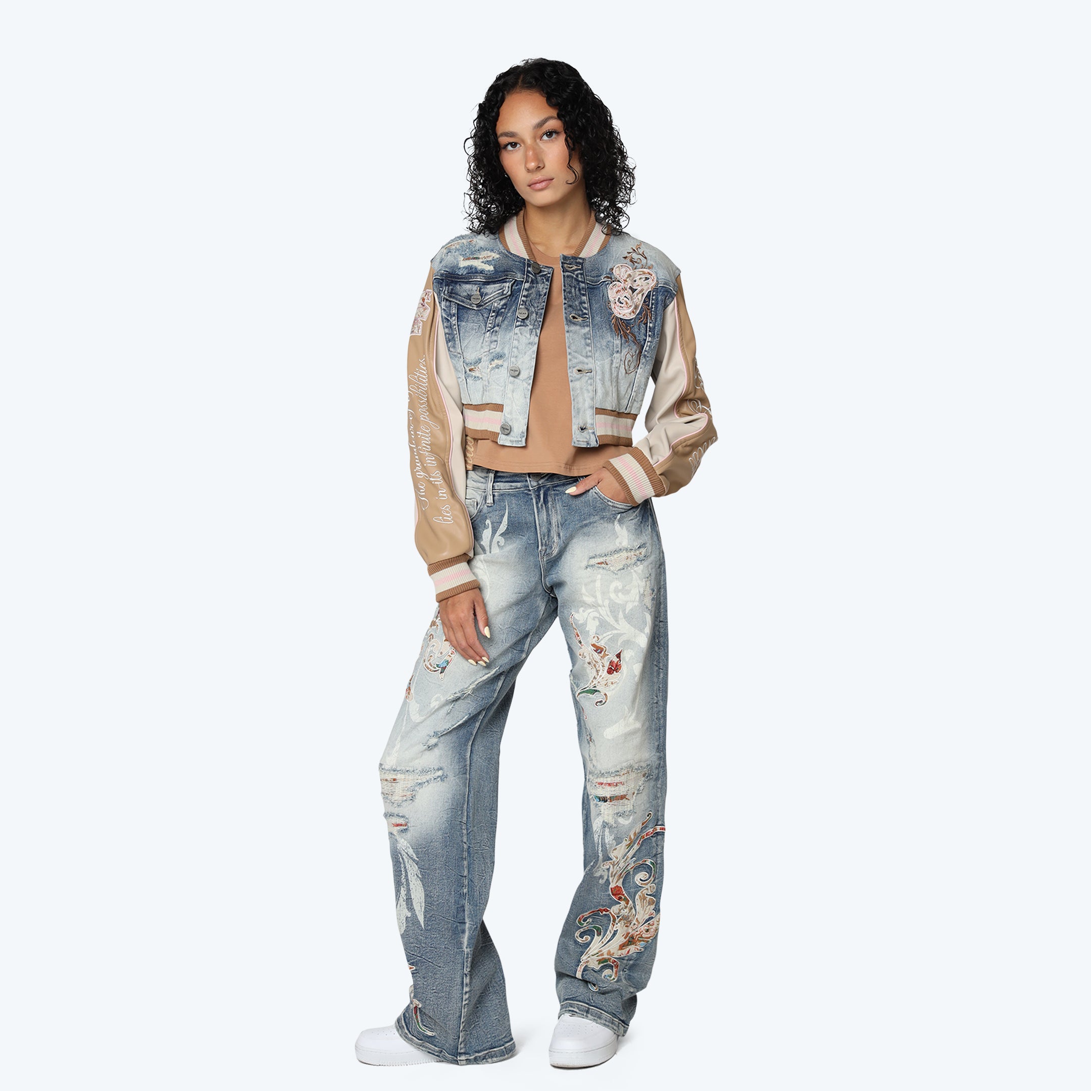 Mid Rise Wide Leg Jeans - Rhodes Blue