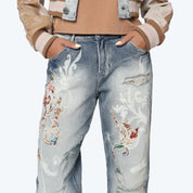Mid Rise Wide Leg Jeans - Rhodes Blue
