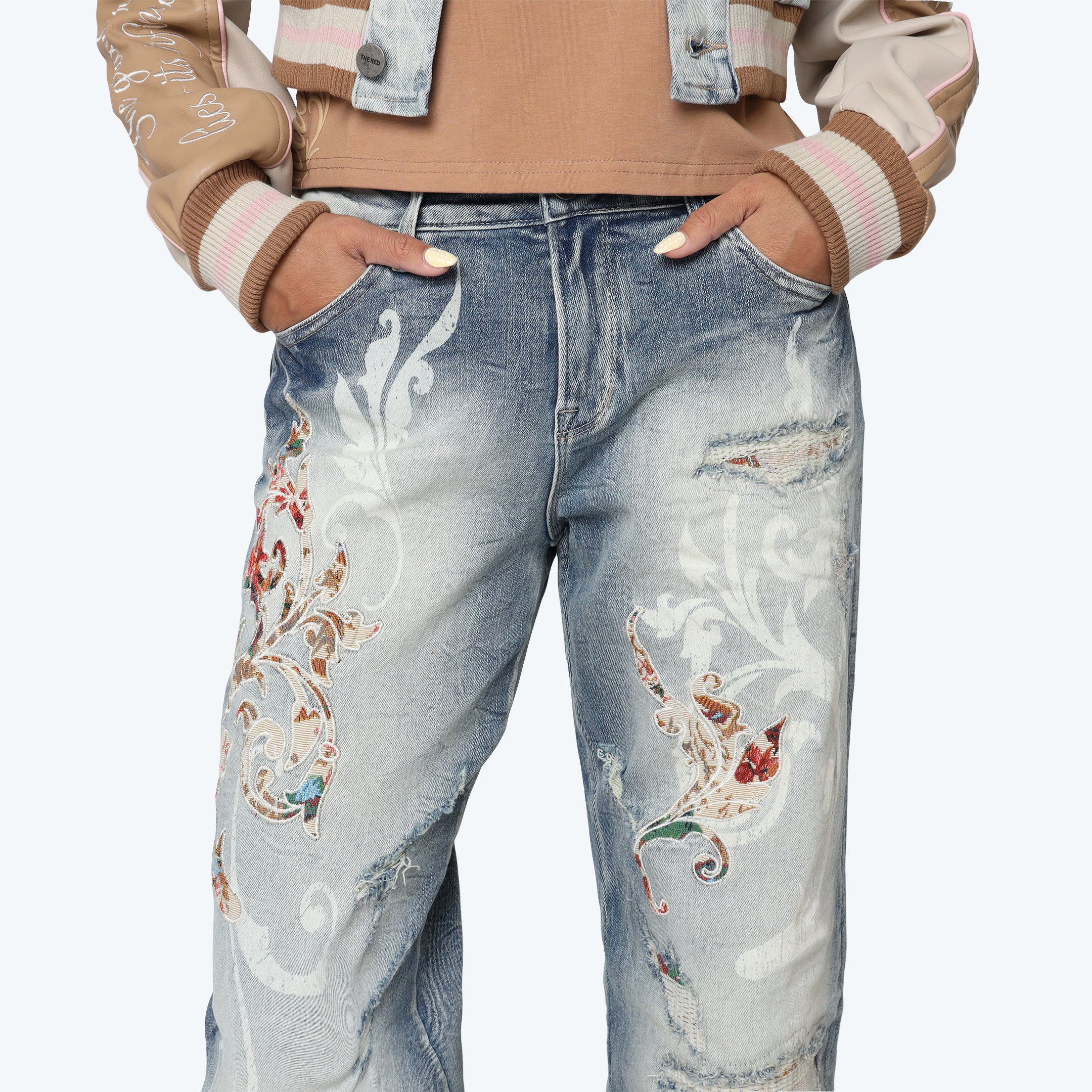 Mid Rise Wide Leg Jeans - Rhodes Blue