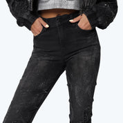 High Rise Stacked Side Pinched Jeans - Derby Black