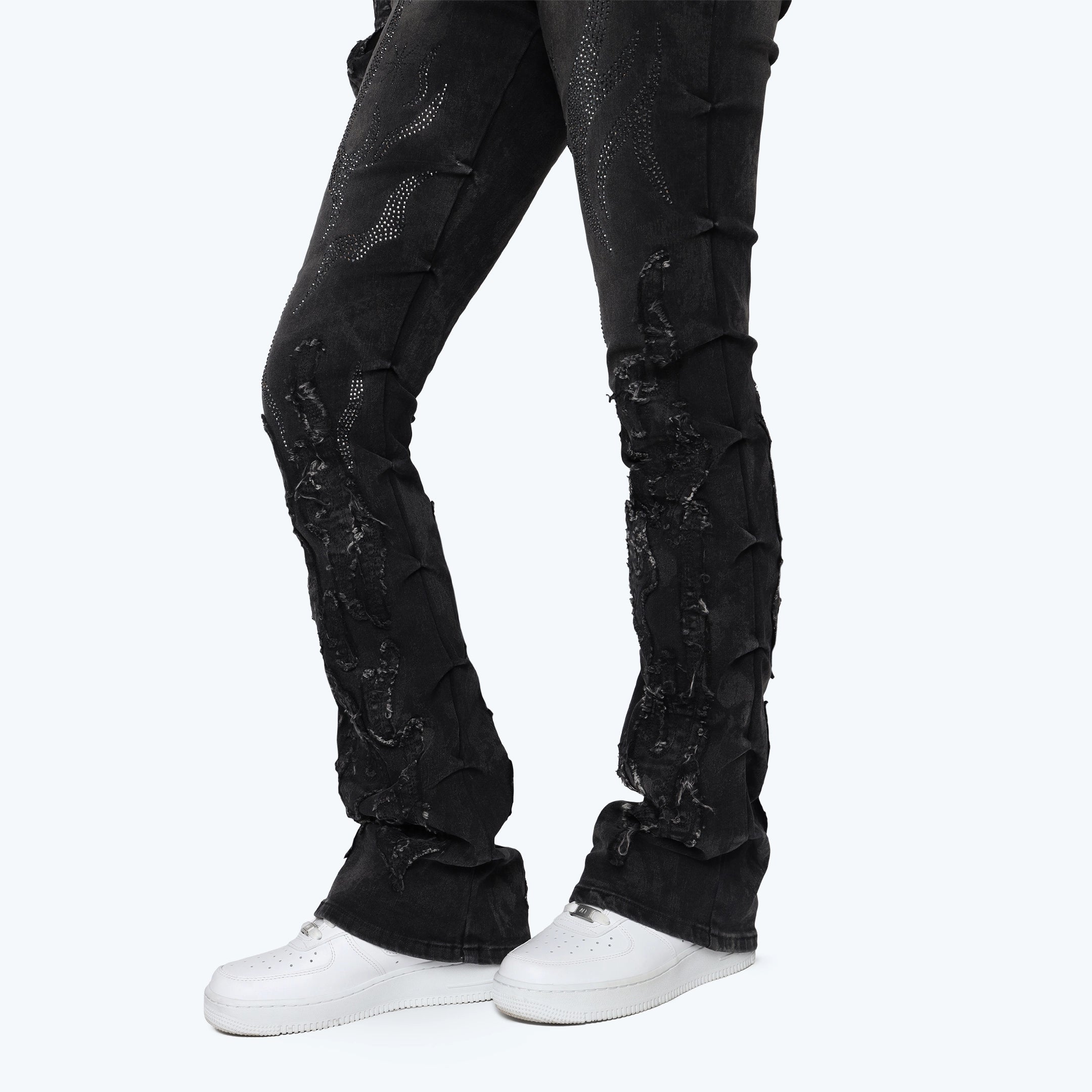 High Rise Stacked Side Pinched Jeans - Derby Black