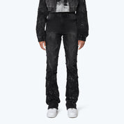 High Rise Stacked Side Pinched Jeans - Derby Black