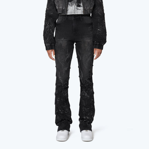 High Rise Stacked Side Pinched Jeans - Derby Black