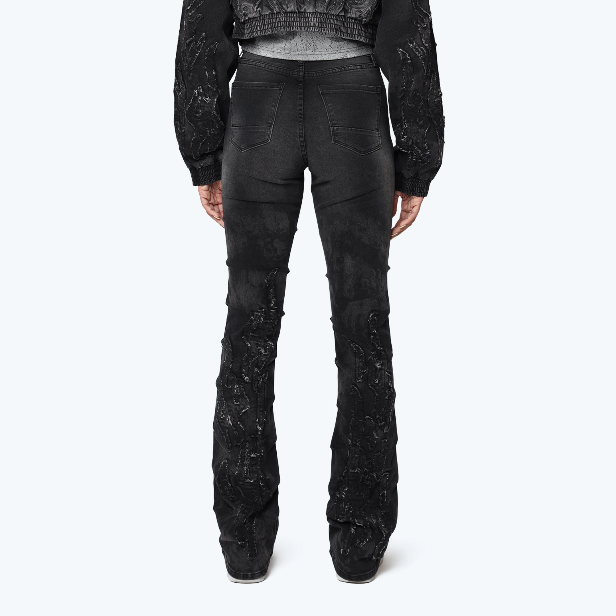 High Rise Stacked Side Pinched Jeans - Derby Black
