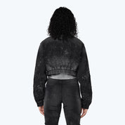 Denim Cropped Bomber Jacket - Derby Black