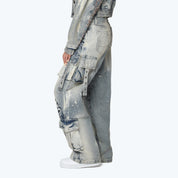 Mid Rise Wide Embroidered Jeans - Ios Blue
