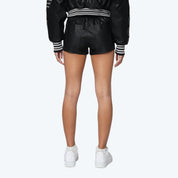 Mid Rise Vegan Leather Shorts - Black