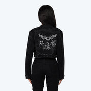 Embroidered Jean Trucker Jacket - Dorset Black