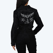 Embroidered Jean Trucker Jacket - Dorset Black