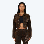 Embroidered Jean Trucker Jacket - Dorset Blue