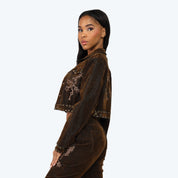 Embroidered Jean Trucker Jacket - Dorset Blue