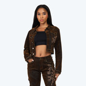 Embroidered Jean Trucker Jacket - Dorset Blue