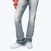 High Rise Stacked Pearl Jeans - Rhodes Blue