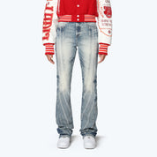 High Rise Stacked Pearl Jeans - Rhodes Blue