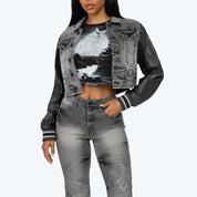 Rhinestone Jean Trucker Jacket - Eris Grey