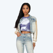 Rhinestone Jean Trucker Jacket - Modena Blue