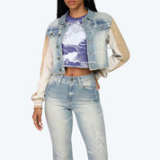 Rhinestone Jean Trucker Jacket - Modena Blue