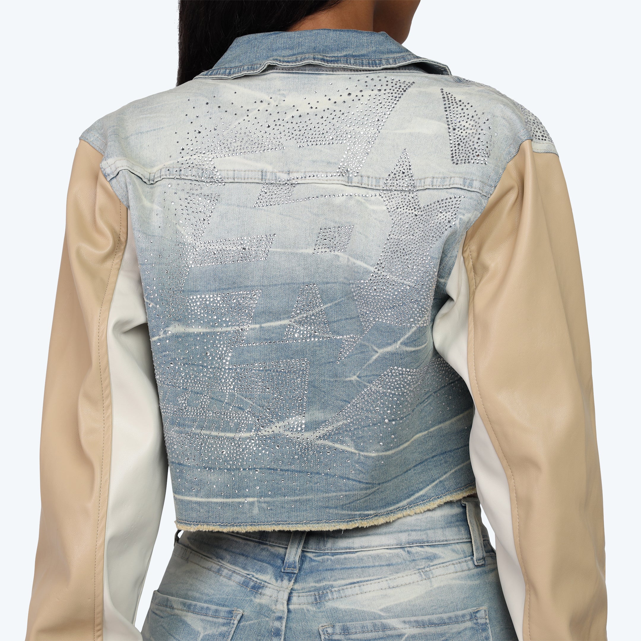 Rhinestone Jean Trucker Jacket - Modena Blue