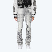 High Rise Stacked Chain Jeans - Pumice Grey