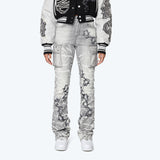 High Rise Stacked Chain Jeans - Pumice Grey