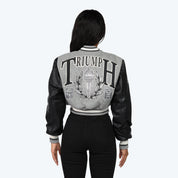 Varsity Cropped Fit Jacket - Heather Grey