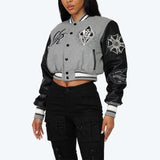 Varsity Cropped Fit Jacket - Heather Grey
