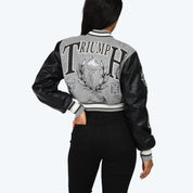 Cropped Dystopia Varsity Jacket - Black