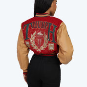 Varsity Cropped Fit Jacket - Maroon