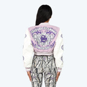 Cropped Tapestry Varsity Jacket - Galactic Lilac