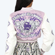 Cropped Tapestry Varsity Jacket - Galactic Lilac
