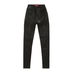 High Rise Slim Skinny Wax Coated Denim Jeans