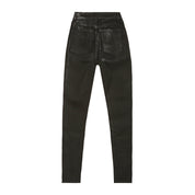 Smoke Rise RED High Rise Slim Skinny Wax Coated Denim Jeans - Polished Black