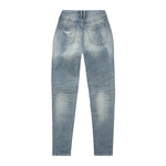 High Rise Rip Off Tapered Denim Jeans