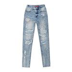 High Rise Slim Skinny Racing Denim Jeans