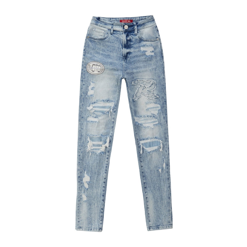 High Rise Slim Skinny Racing Denim Jeans