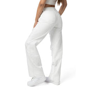 Smoke Rise RED Mid Rise Rip Off Wide Leg Denim Jeans - White