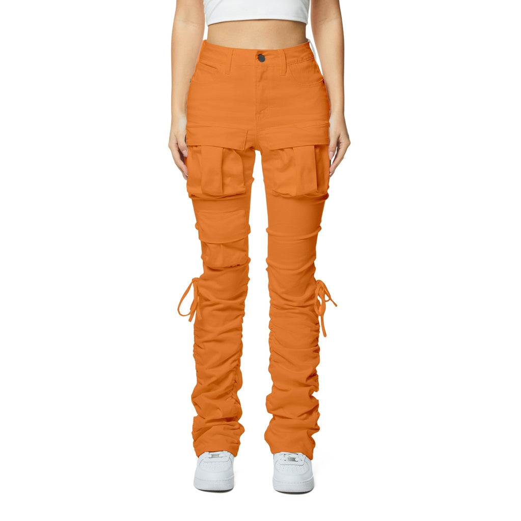 Smoke Rise RED High Rise Strap Bootcut Twill Pants - Apricot Crush