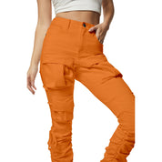 Smoke Rise RED High Rise Strap Bootcut Twill Pants - Apricot Crush