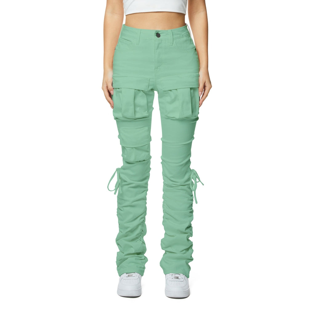 Smoke Rise RED High Rise Strap Bootcut Twill Pants - Mint