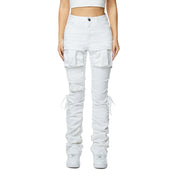 Smoke Rise RED High Rise Strap Bootcut Twill Pants - White