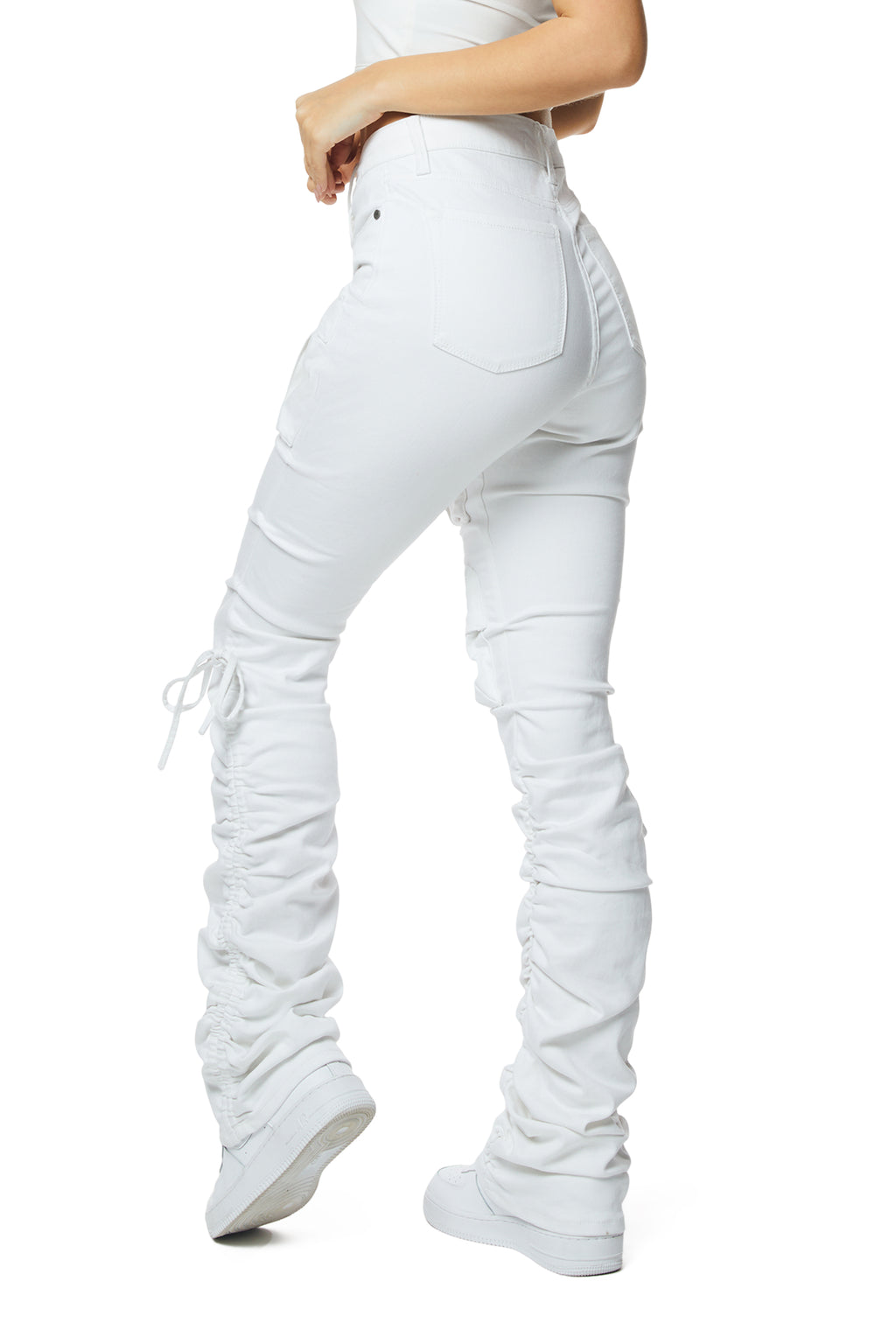 Smoke Rise RED High Rise Strap Bootcut Twill Pants - White