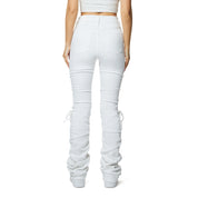 Smoke Rise RED High Rise Strap Bootcut Twill Pants - White