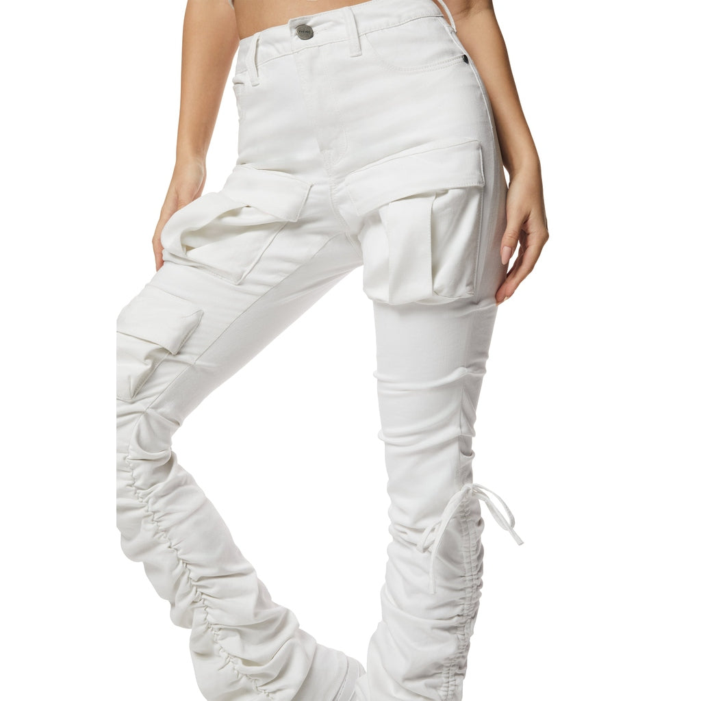 Smoke Rise RED High Rise Strap Bootcut Twill Pants - White