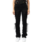 Smoke Rise RED High Rise Strap Bootcut Twill Pants - Black