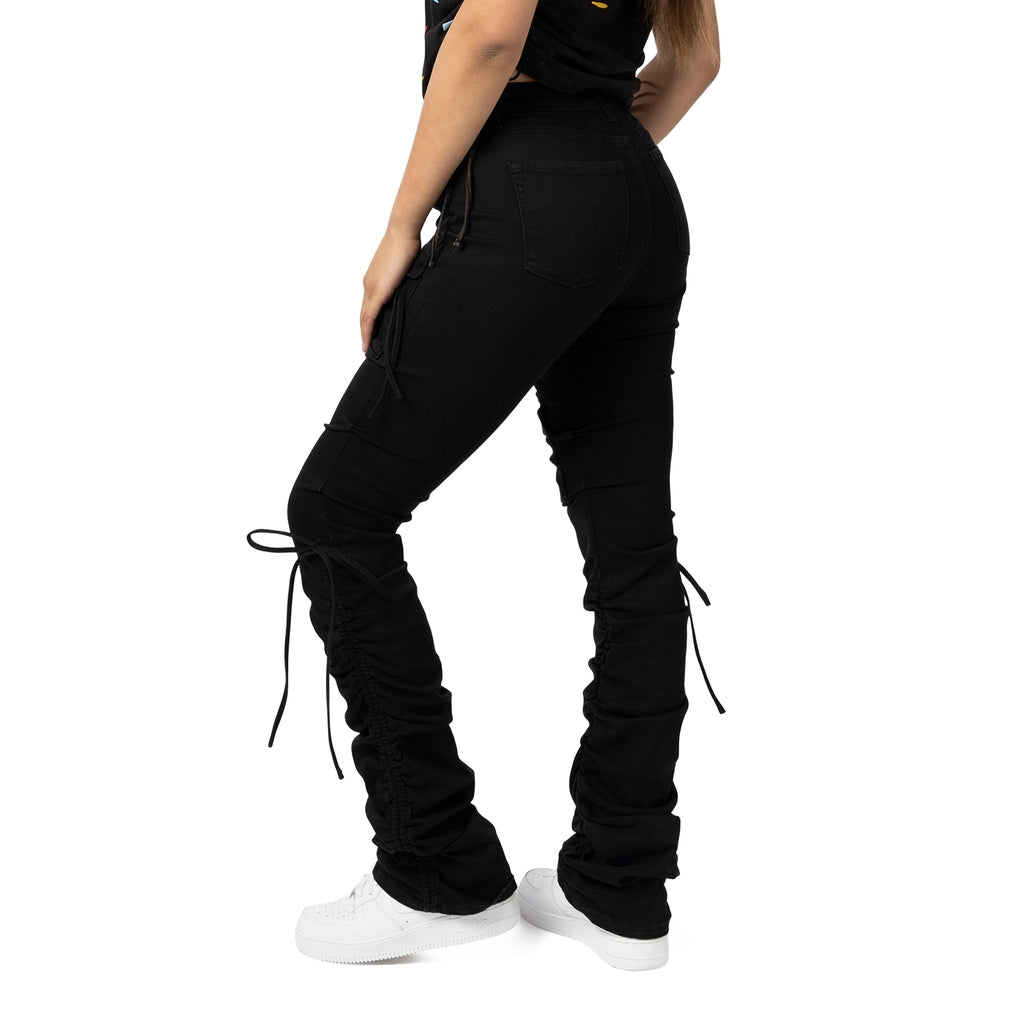 Smoke Rise RED High Rise Strap Bootcut Twill Pants - Black