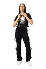 Smoke Rise RED High Rise Strap Bootcut Twill Pants - Black