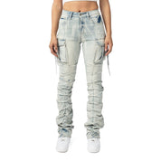 Smoke Rise RED High Rise Utility Bootcut Denim Jeans - Russel Blue