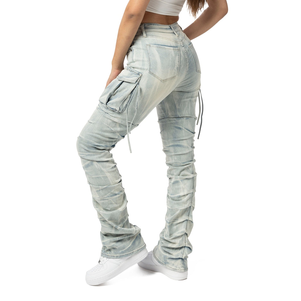 Smoke Rise RED High Rise Utility Bootcut Denim Jeans - Russel Blue