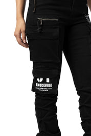 High Rise Utility Stacked Twill Pants - Black